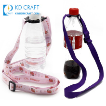 Wholesale sublimation printed polyester pink wine glass holder neck strap custom screen printed lanyards with safety breakaway